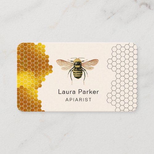 Honey Bee Keeper Honeycomb Apiarist Gold beekeeper Business Card