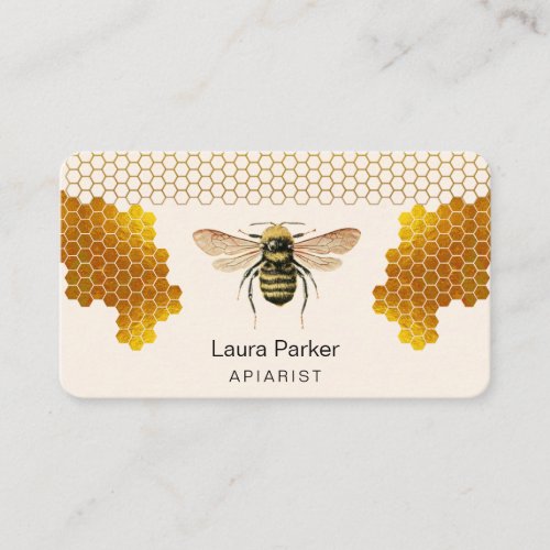 Honey Bee Keeper Honeycomb Apiarist Gold beekeeper Business Card