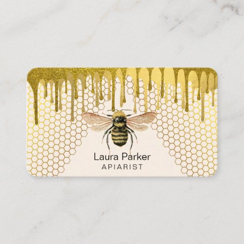 Honey Bee Keeper Honeycomb Apiarist Gold beekeeper Business Card