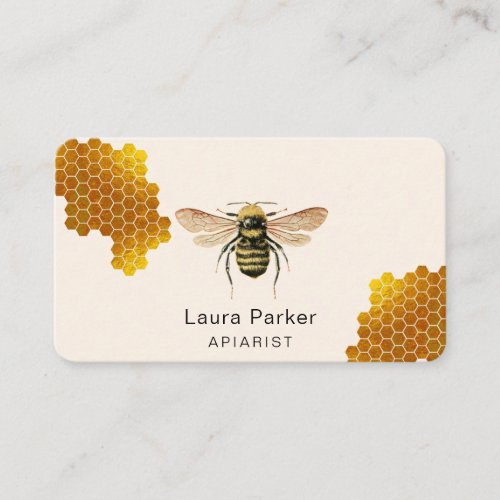 Honey Bee Keeper Honeycomb Apiarist Gold beekeeper Business Card