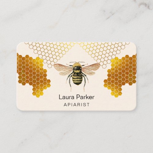 Honey Bee Keeper Honeycomb Apiarist Gold beekeeper Business Card