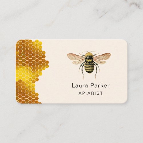 Honey Bee Keeper Honeycomb Apiarist Gold beekeeper Business Card