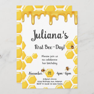 Honey Bee Kids 1st Birthday Invitation
