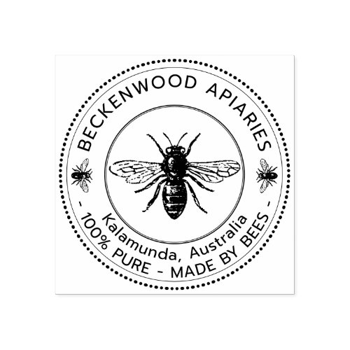 Honey Bee Label Beekeeper Wood Art Stamp