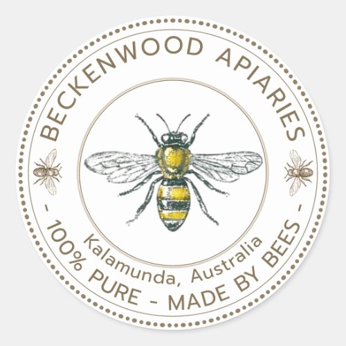 Honey Bee Label White Beekeeper Apiary