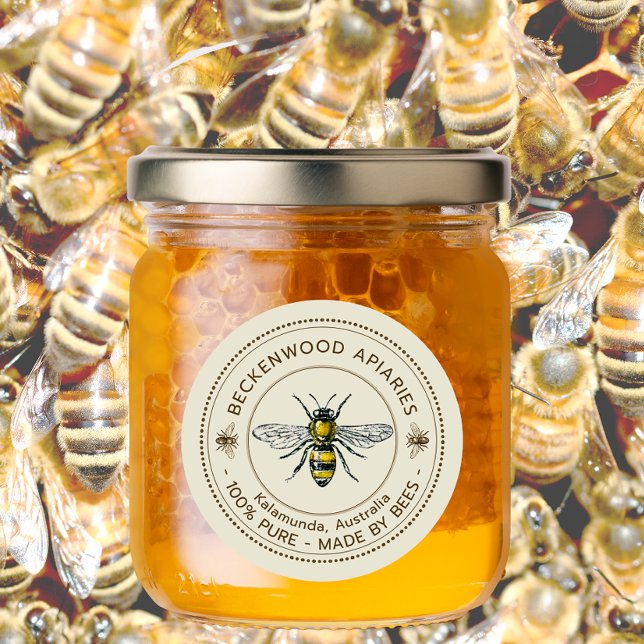 Honey Bee Label Yellow Beekeeper Apiary (Creator Uploaded)