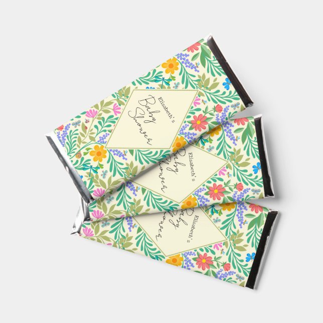 Honey Bee, Ladybug, Butterfly, Dragonfly & Flowers Hershey Bar Favors (Front)