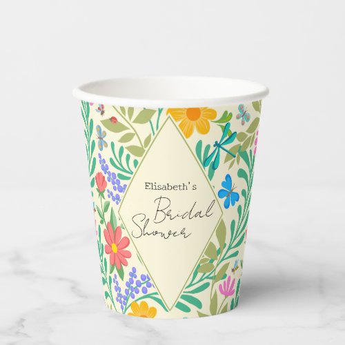 Honey Bee Ladybug Butterfly Dragonfly  Flowers Paper Cups