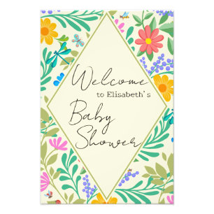 Honey Bee, Ladybug, Butterfly, Dragonfly & Flowers Photo Print