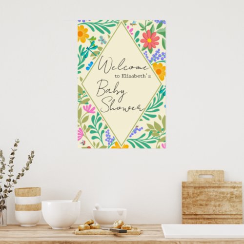 Honey Bee Ladybug Butterfly Dragonfly  Flowers Poster