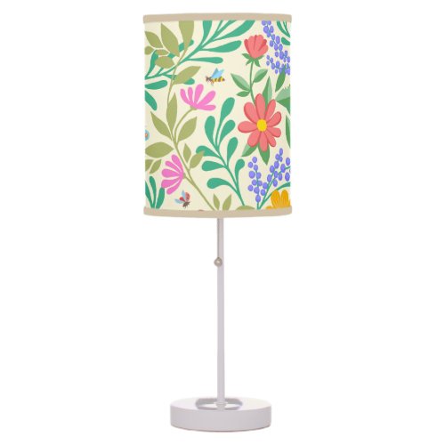 Honey Bee Ladybug Butterfly Dragonfly  Flowers Table Lamp