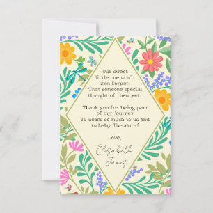 Honey Bee, Ladybug, Butterfly, Dragonfly & Flowers Thank You Card