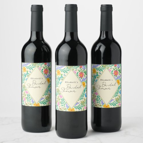 Honey Bee Ladybug Butterfly Dragonfly  Flowers Wine Label