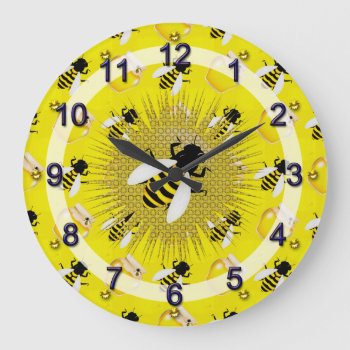 Honey Bee Large Clock by The_Clock_Shop at Zazzle