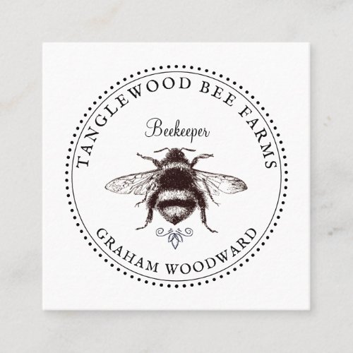 Honey Bee Logo Apiary Beekeeper Honey Products  Square Business Card