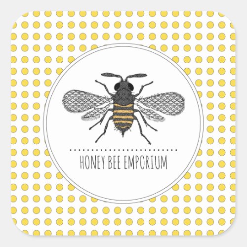 Honey Bee Logo Apiary Beekeeper Honey Products Square Sticker