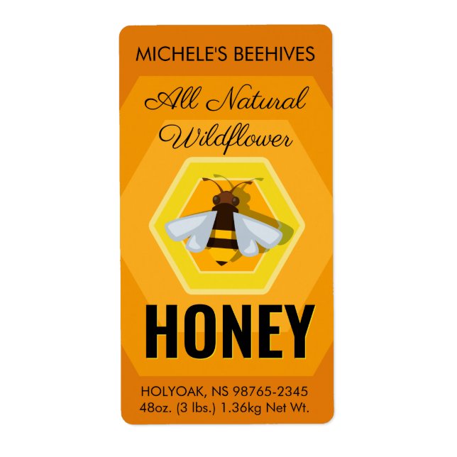 Honey Bee Logo Golden Wildflower Label (Front)