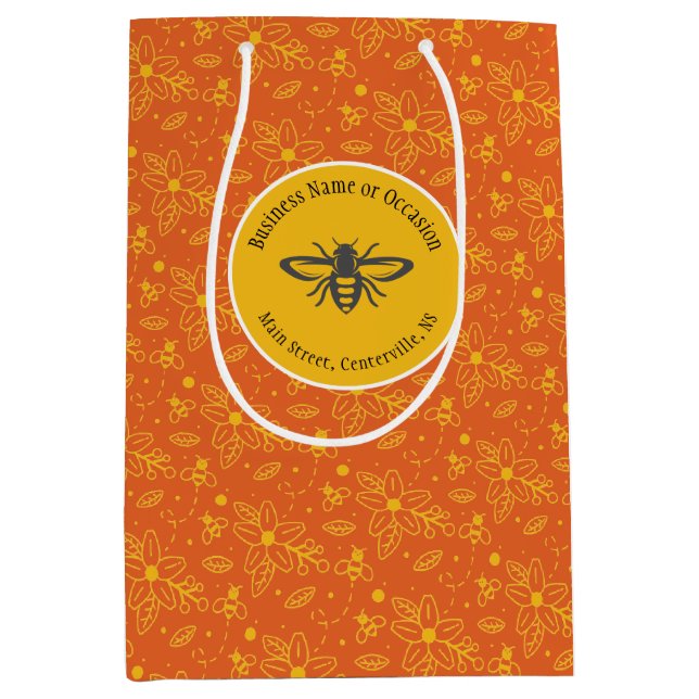 Honey Bee Logo Red Medium Gift Bag (Front)