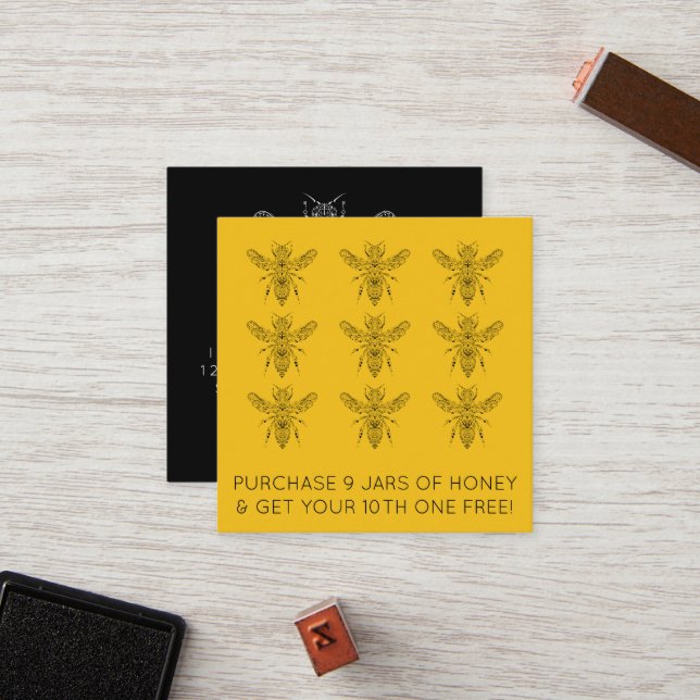 honey bee loyalty stamp card (Front/Back In Situ)