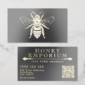 Honey Bee Luxury QR Code Foil Business Card
