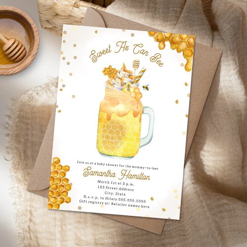 Honey Bee Milkshake Neutral Baby Shower Invitation