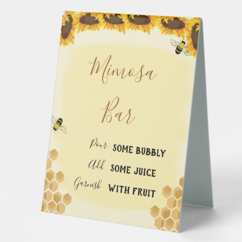 Honey Bee Mimosa Bar Sign Gender Reveal Shower Po Table Tent Sign