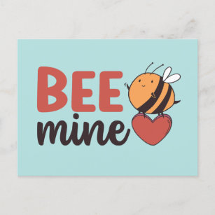 Honey Bee Mine Cute Pun Funny Valentine's Day Postcard
