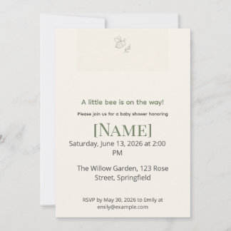 Honey Bee Minimal Baby Shower, Editable Invitation