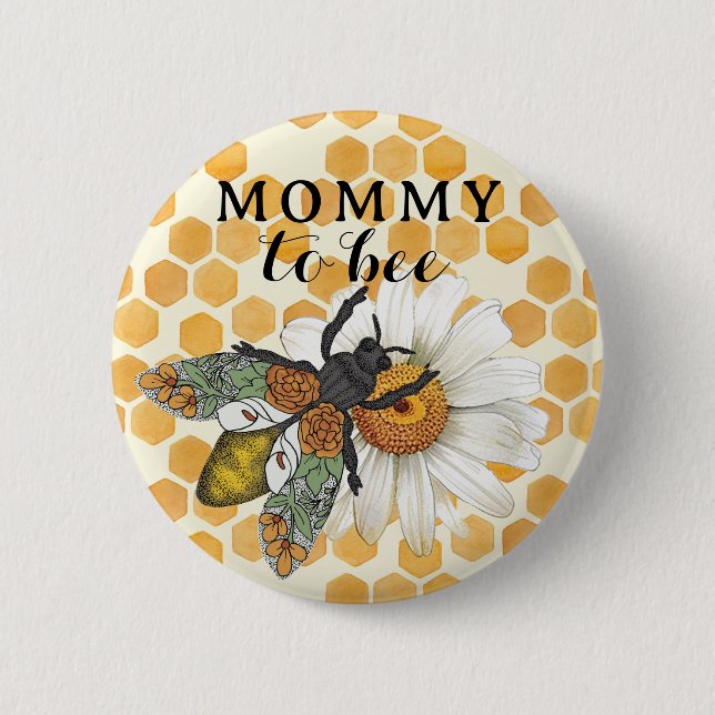Honey Bee Mommy to Bee Baby Shower Favor Button |  (Front)