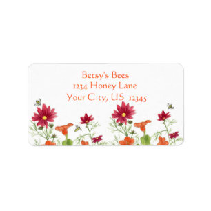 Honey Bee Nasturtium Red Painted Daisy Label