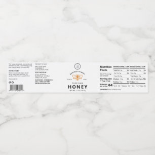 Honey Bee Nutritition Facts Ingredients Honey Jar Water Bottle Label