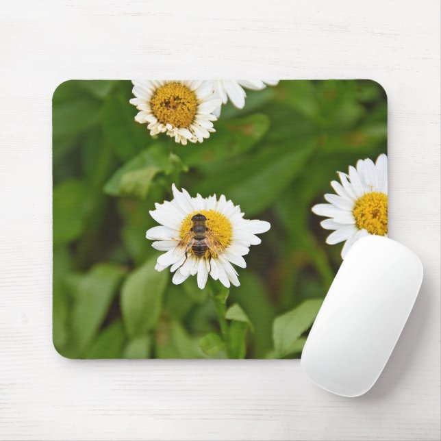 Honey Bee on a Daisy Mouse Pad (With Mouse)