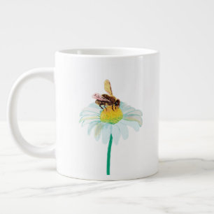 Honey Bee on a White Flower Giant Coffee Mug