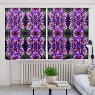 Honey Bee On Aster Flower Abstract Blackout Curtains