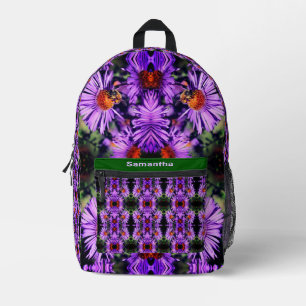 Honey Bee On Aster Flower Abstract Personalized Printed Backpack