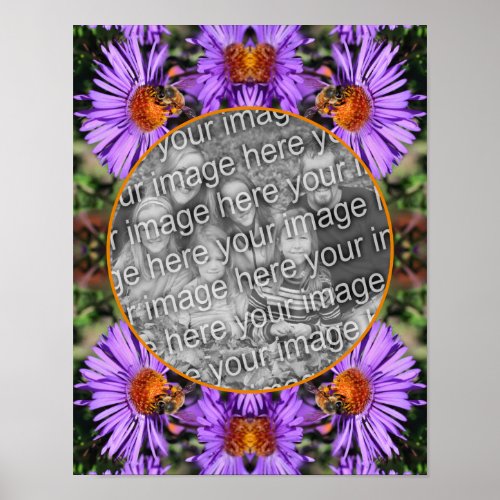 Honey Bee On Aster Flower Frame Add Your Photo Poster