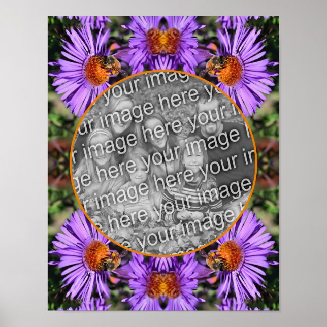 Honey Bee On Aster Flower Frame Add Your Photo Poster (Front)