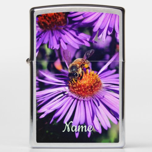 Honey Bee On Aster Flower Personalized  Zippo Lighter