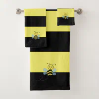 Yellow & Black Bumble Bee Kitchen Towel, Zazzle