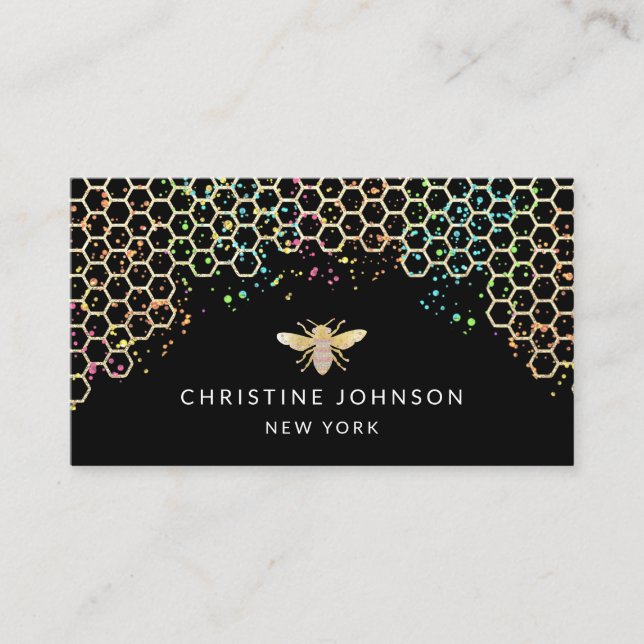 honey bee on black background business card (Front)
