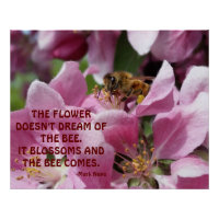 Honey Bee on Blossom with Quote