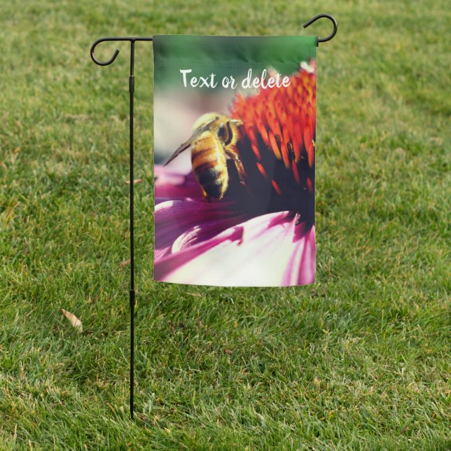 Honey Bee On Coneflower Personalized Garden Flag (In SItu)