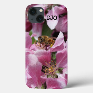 Honey Bee on Crabapple blossom and your Initials iPhone 13 Case