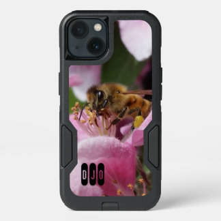 Honey Bee on Crabapple blossom and your Initials iPhone 13 Case