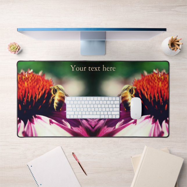Honey Bee On Echinacea Flower Personalized   Desk Mat (Office 1)