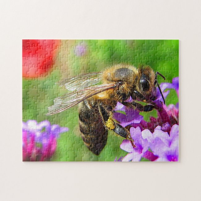 Honey Bee on Flowers Jigsaw Puzzle