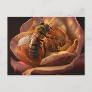 Honey Bee on Peony Flower Postcard
