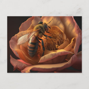 Honey Bee on Peony Flower Postcard