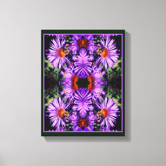 Honey Bee On Purple Aster Flower Abstract Canvas Print (Front)