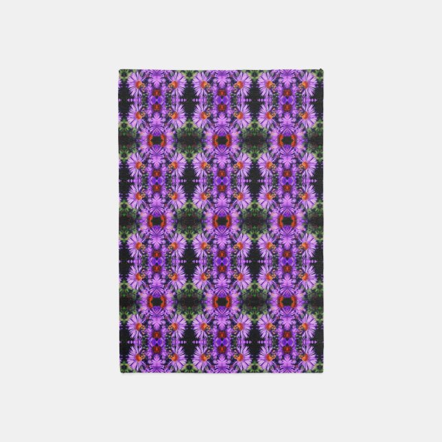 Honey Bee On Purple Aster Flower Abstract Rug (Front (Vertical))